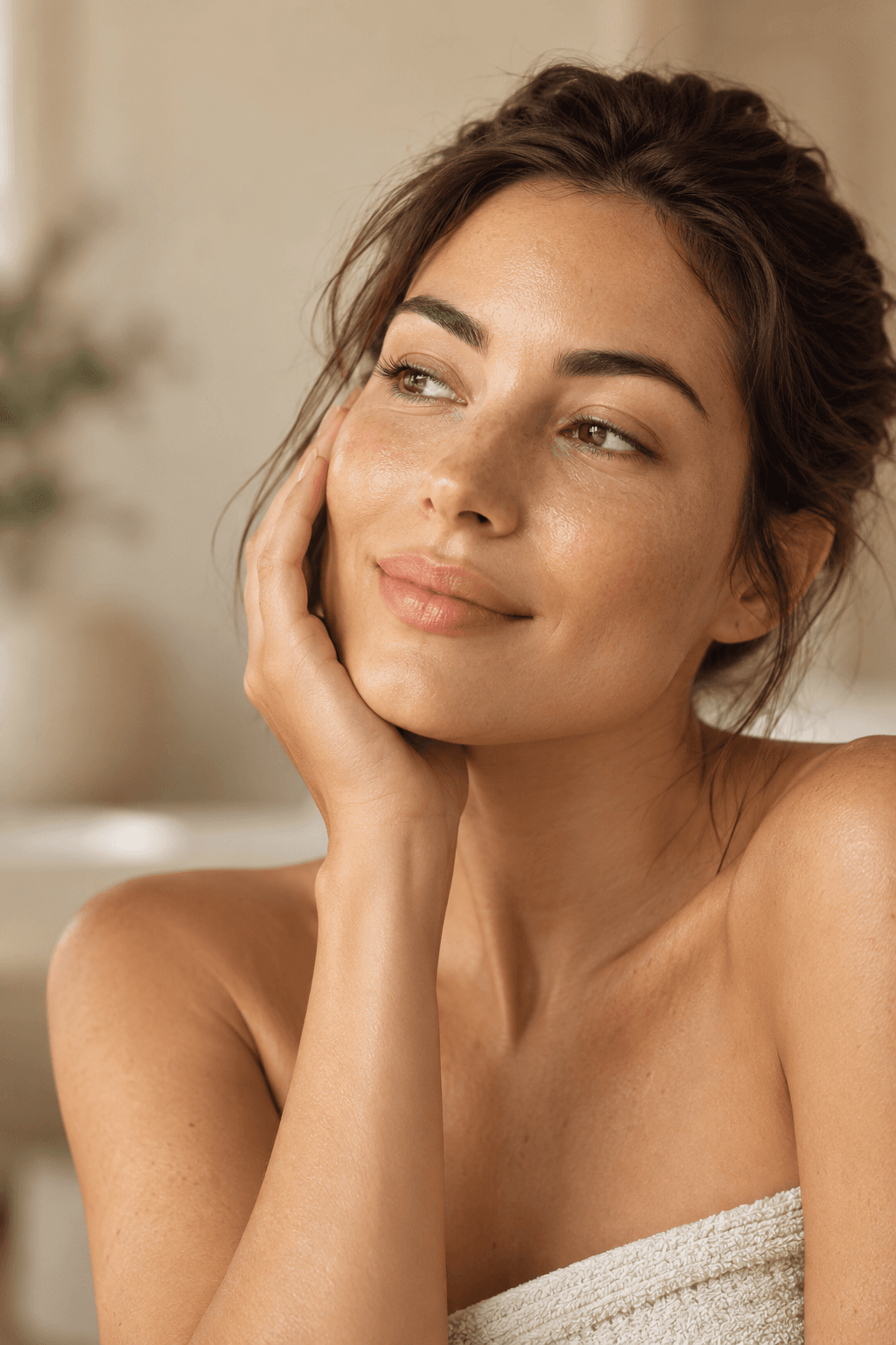 Illustrative editorial skin care portrait, not a review author